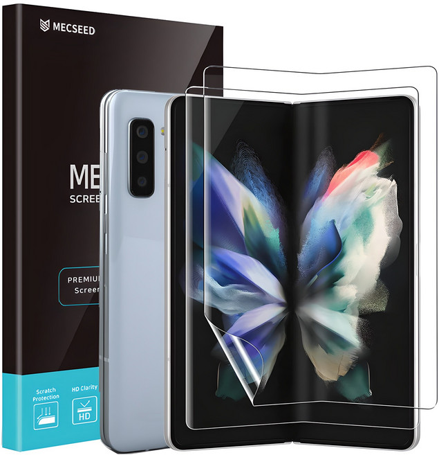 MECSEED 6DNF 풀커버 자가복원 하이브리드 유리하드코팅 강화 휴대폰 액정보호필름 내부 2p + 외부 2p 세트, 1세트