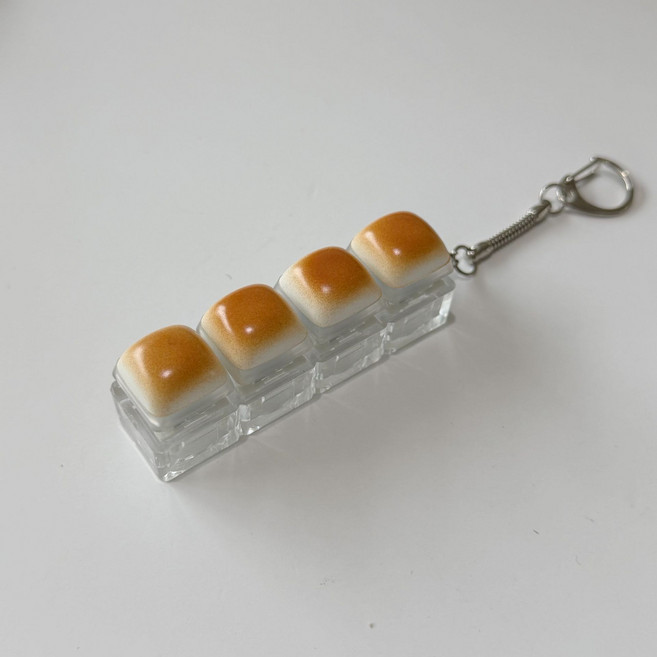 LED 4구 빵 키캡 키링 클릭커 식빵 클리커 ASMR 스트레스해소 힐링 피젯토이 열쇠고리, 1개, 단일