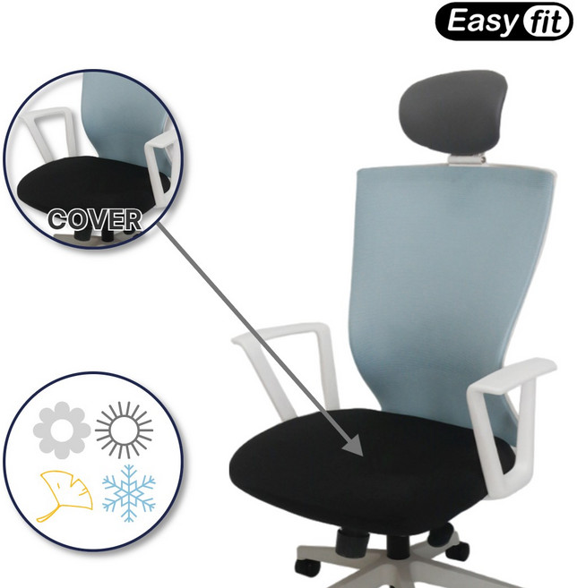 시디즈 듀오백 의자 호환용 좌판 커버 사무실 책상 의자 시트 보호 덮개 리폼 천갈이, 블랙