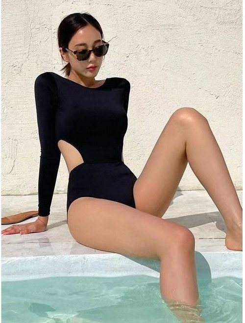 이라 모노키니 여성수영복 러블리 비치웨어 6009, XL, 블랙