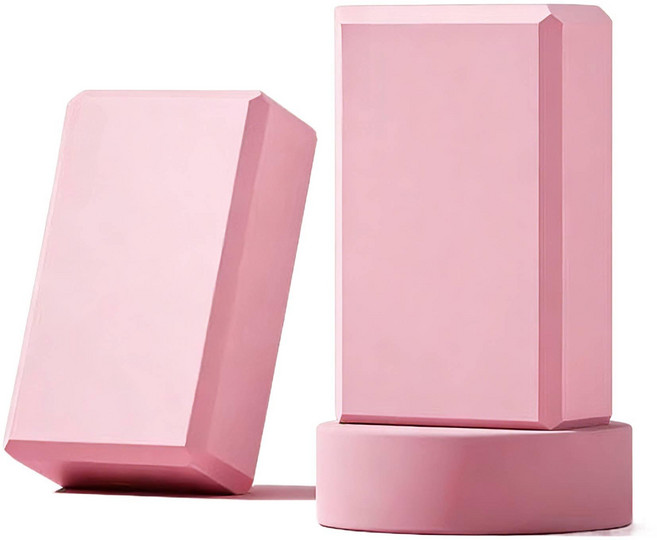 DBL EVA高密度瑜珈磚 23 x 15 x 7.6cm 防滑抗壓 2個, 50D高密度【櫻花粉】200g