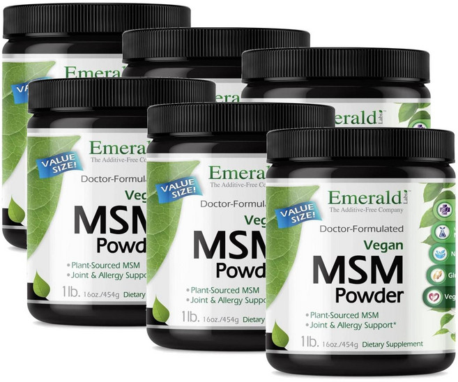 에메랄드랩 엠에스엠 파우더 4000mg 비건 Emerald Labs MSM Powder, 6개, 454g