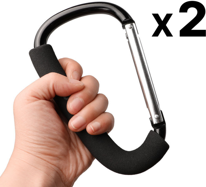 디토조이 대형 카라비너 다용도 손잡이 고리, 2개, 블랙