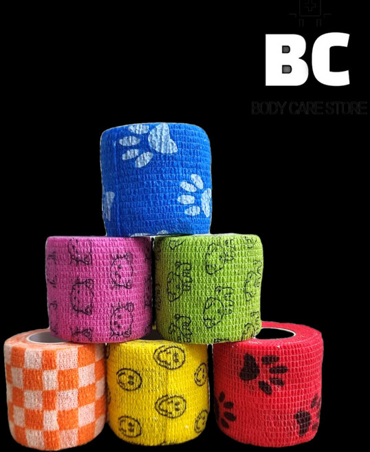 BC 컬러 코반 자가점착밴드 손가락 붕대 강아지 신발 세트, 5cm X 4.5m(2인치)5+1, 6개