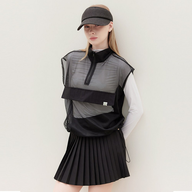 엠엠스포츠 여성 여름 군살 커버 망사 매쉬 빅사이즈 골프 조끼 베스트