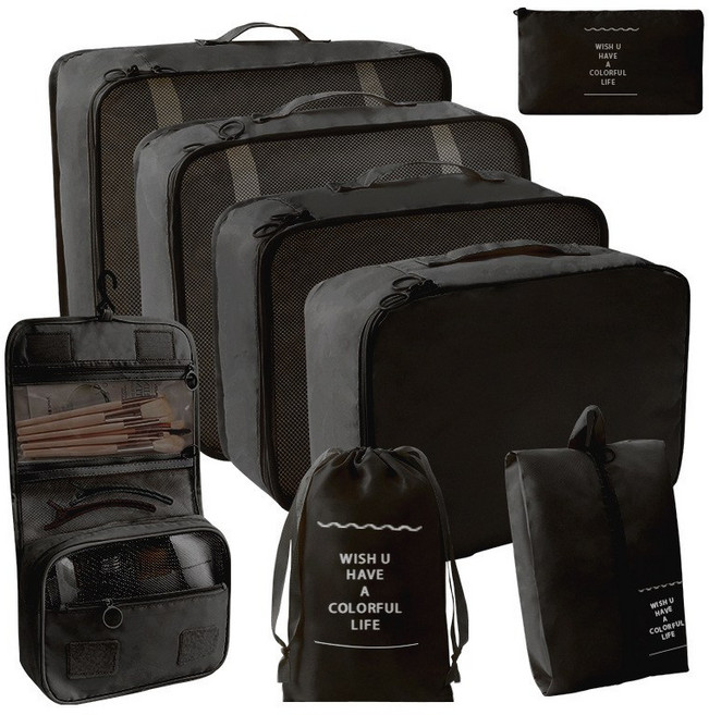 Niftynest 여행용 파우치 8종 세트 여행용 캐리어 정리 파우치 캐리어정리 출장용 수납정리 8종세트 깔끔정리 올인원 프리미엄 정리 파우치 8종 세트