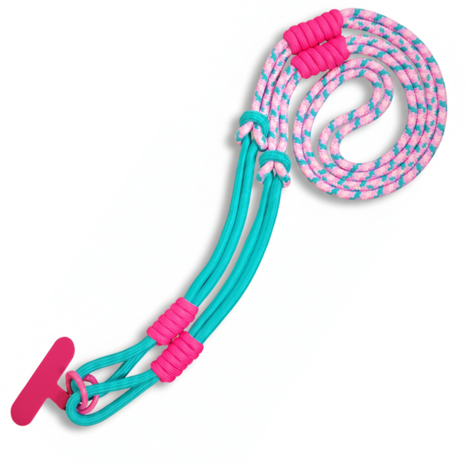 두두타운 핸드폰 손목 어깨 스트랩, 1개, 그린+핑크