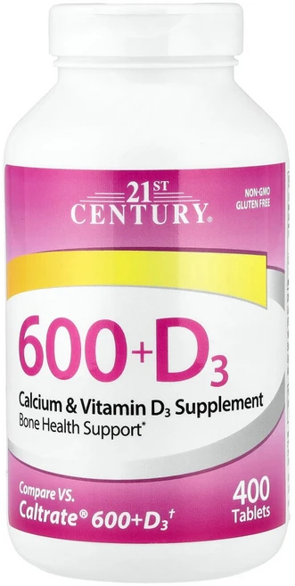 21st Century 칼슘(탄산칼슘) 600mg 비타민D3(콜레칼시페롤) 20mcg 400정, 1개 - 쿠팡