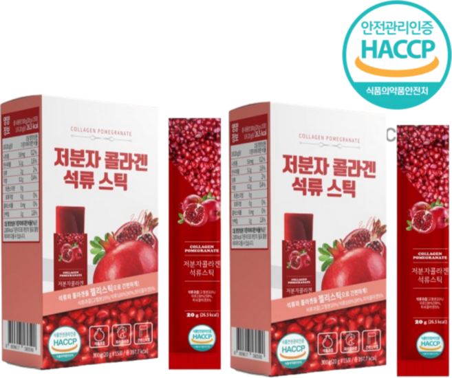 저분자 콜라겐 석류 콜라겐젤리 펩타이드 식약청인증 스틱, 20g, 30개