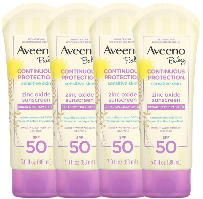 Aveeno Baby 아비노 베이비 징크 옥사이드 선스크린 로션 SPF50 88ml 4개
