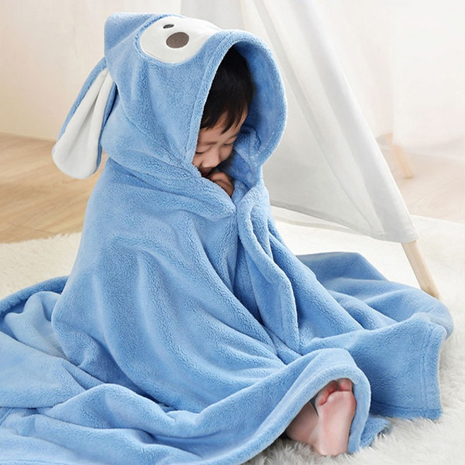 아동용 귀여운 토끼 후드타올 물놀이 샤워, 퍼플