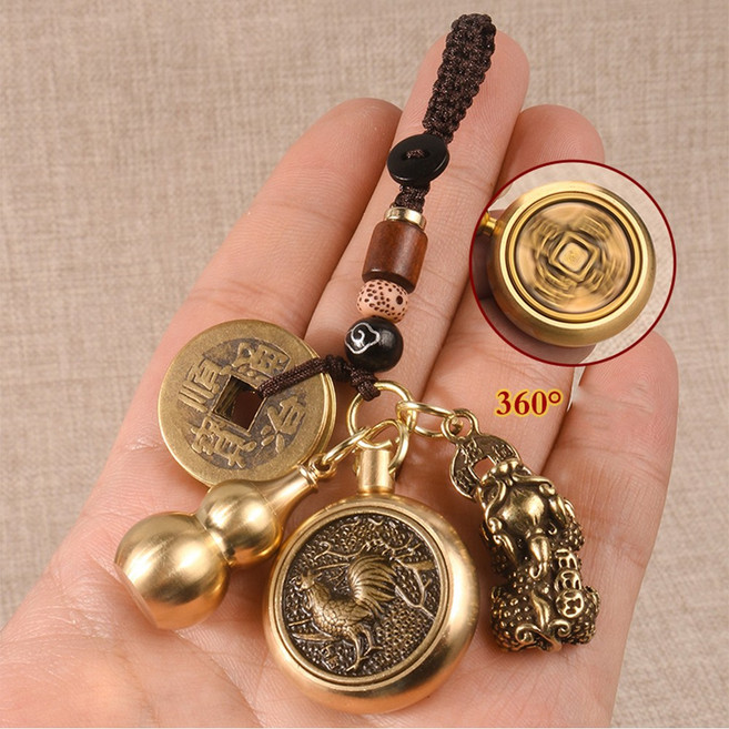 주니지니네 재물운 12간지 황동 조롱박 비휴 엽전 열쇠고리 가방 키링, 닭