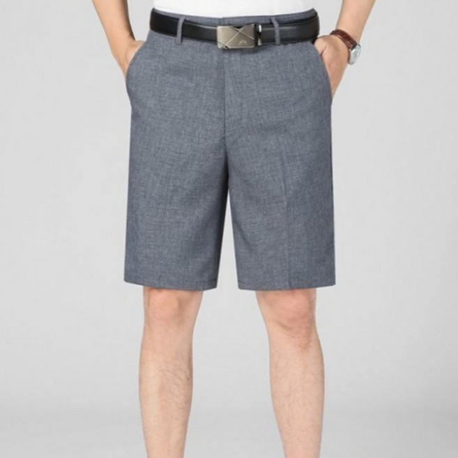 Makone 남성 밴딩 캐주얼 린넨 중장년 냉장고 5부 팬츠 여름 얇은 아빠바지 루즈핏 하이웨스트 반바지 정장 통근룩