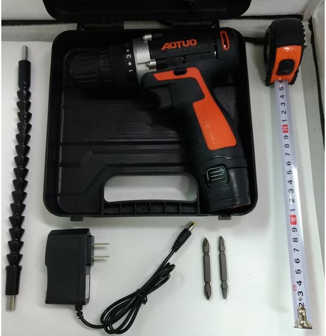 12V 鋰電電鑽 單速 正反轉 電動起子 附簡易塑膠盒, 1個, 澳拓12V單速塑盒_單顆鋰電池
