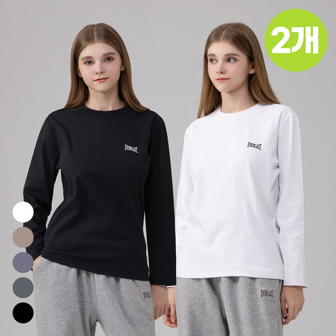 에버라스트 1+1 여성 레귤러핏 긴팔 티셔츠 기본티