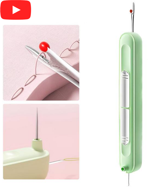 루이 휴대용 실꿰기 실밥제거기 이중 기능의 컴팩트 바느질 도구, 초록색, 1개