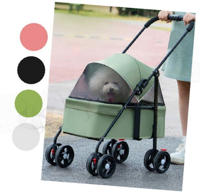 아즈위 접이식 시트분리형 강아지 유모차 저상형 펫웨건 반려견 고양이 겸용 대형 펫모차, 블랙, 1개