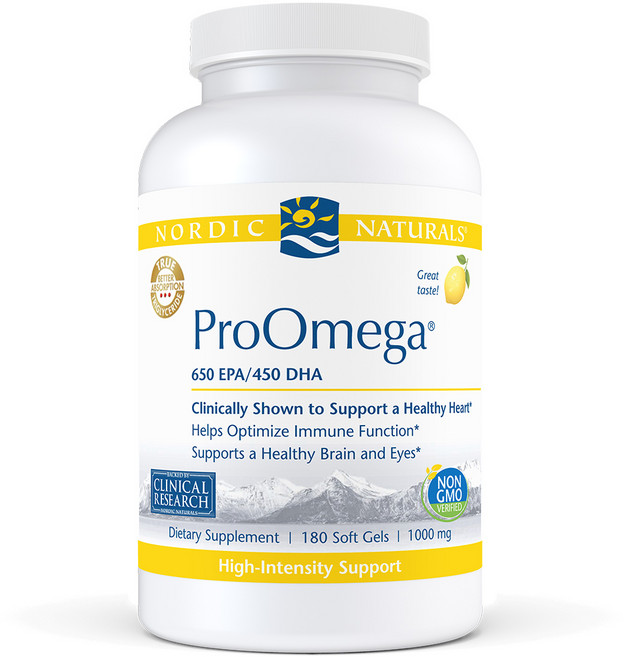 Nordic Naturals 프로오메가 650 EPA /450 DHA 1000mg 레몬 소프트 젤, 180정, 1개