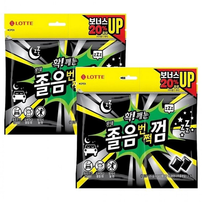롯데 졸음번쩍껌 트윈리필 105g x 2개