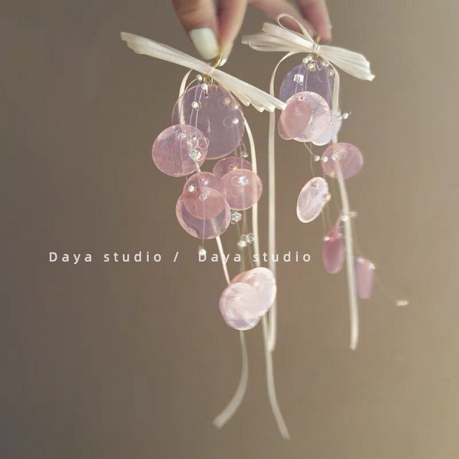 웨딩 결혼 악세사리 리본태슬 프렌치 스터드 귀걸이