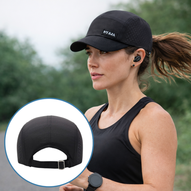 라티엘 통풍이잘되는 메쉬 런닝 모자, 1개, 블랙