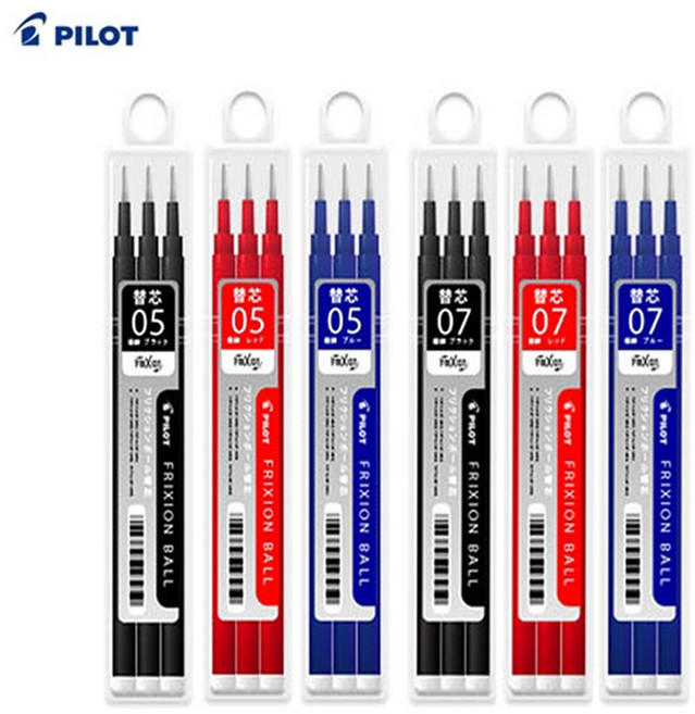 [성실한오피스] 파이롯트 프릭션 볼 지워지는 볼펜 리필심(3입) 리필심, 1개, 0.5mm_파랑