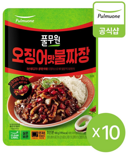 풀무원 오징어맛 불짜장 180g 불향 가득한, 10개