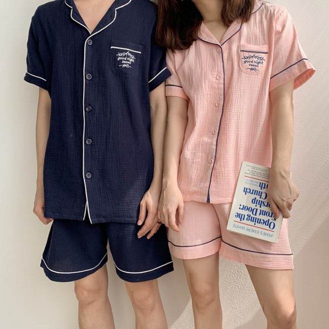 더롤리폴리 순면자수 거즈파자마 커플잠옷