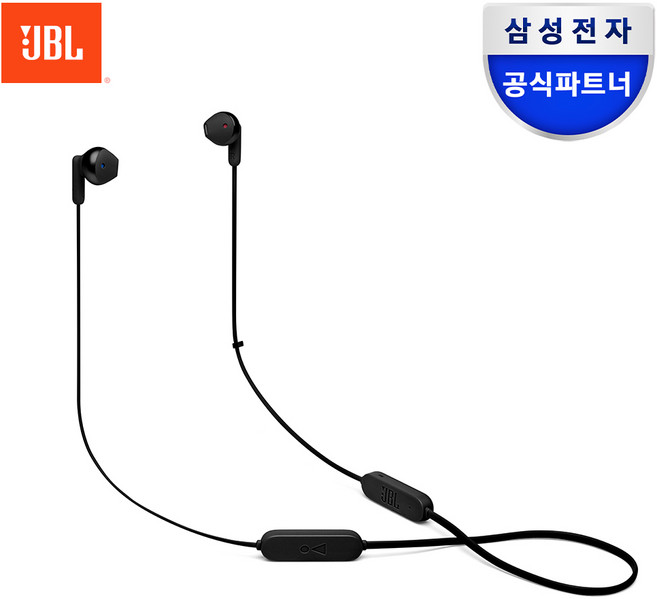 삼성공식파트너 JBL T215BT 블루투스 넥밴드 이어폰 마이크 최대 16시간 급속충전 18.3g 저렴한 이어폰, 블랙