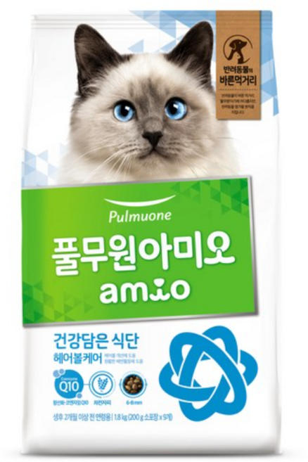 풀무원아미오 고양이 건강담은 식단 기능성 사료, 헤어볼, 6.4kg, 1개
