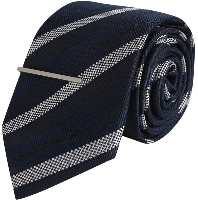 파렌하이트 23SS 네이비 타이핀 사선패턴 타이 FGATA0111