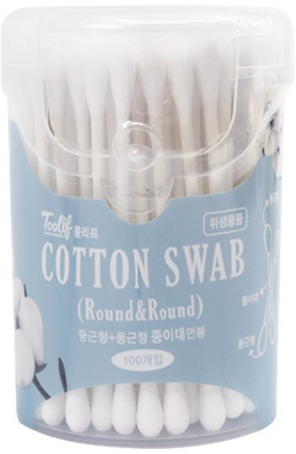 COTTON SWAB 면봉(Round/Round/100개입), 100개입, 1개