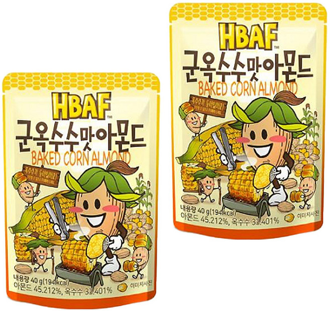 바프 군옥수수맛아몬드, 40g, 2개