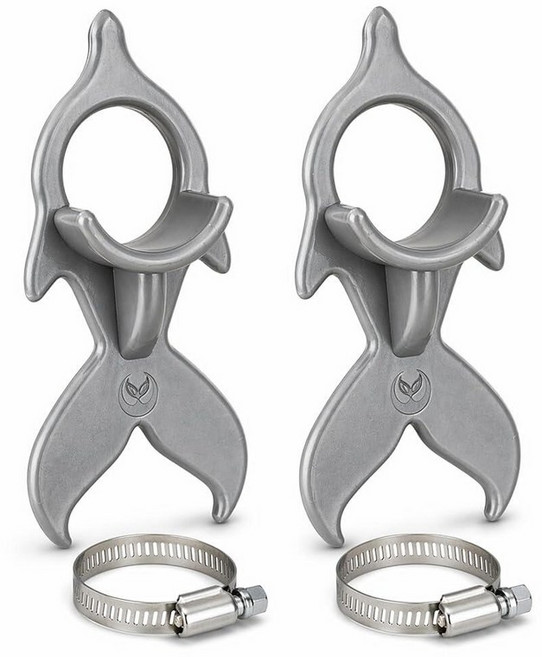 Mermaid Gear Above Ground Swimming Pool Hose Holder - 2pk 1.5 Inch Filter Pipe Support Bracket Int, Gray