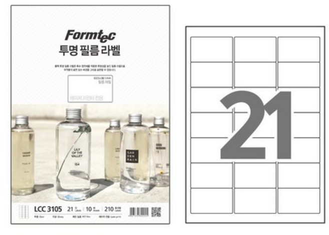 폼텍 투명 라벨지/반투명 라벨지 모음, 투명LCC3105-21칸10매