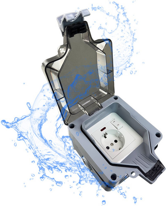 <한정판매>다용도 야외 캠핑 방수 방진 스위치 노출 콘센트 오픈, 5. 방수 커버형 1구 노출콘센트, 블랙, 1세트, 110mm