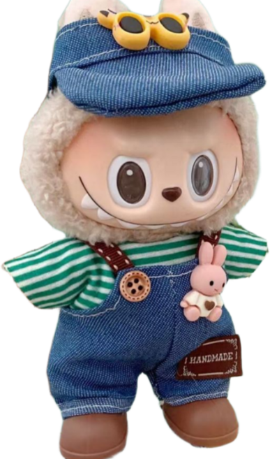 휘뚜마뚜 라부부 인형 키링 옷 드레스 17cm 1세대 3세대, 라부부옷 그린 스프라이트 청멜빵, 1개