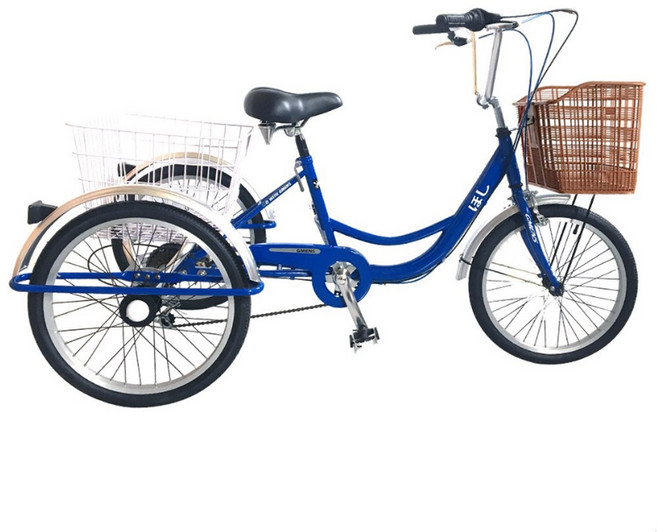 [지멘스 자전거]지멘스 성인삼륜자전거 호시20 시마노7단 바구니 완전조립출고 자전거, 165cm, 블루/크롬, 1개