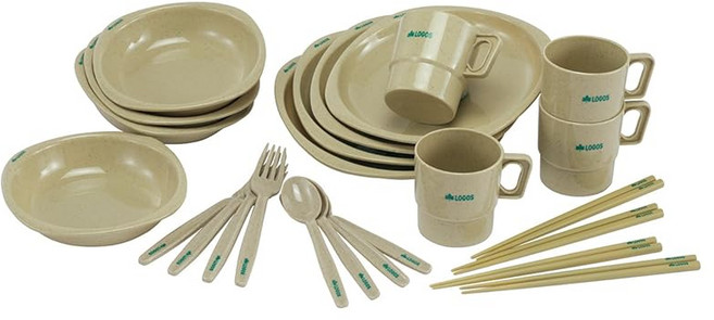 LOGOS 식기 4인용 저녁 세트 (젓가락 포함) + 수납 가방