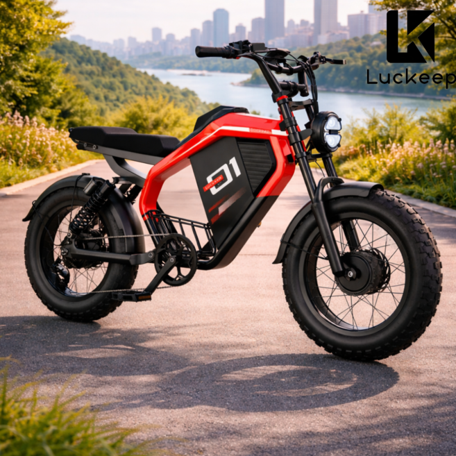 luckeep 자토바이 전기자전거 출퇴근용 고철력 듀열모터52v 2000w M5 Ultra, 레드, 알루미늄