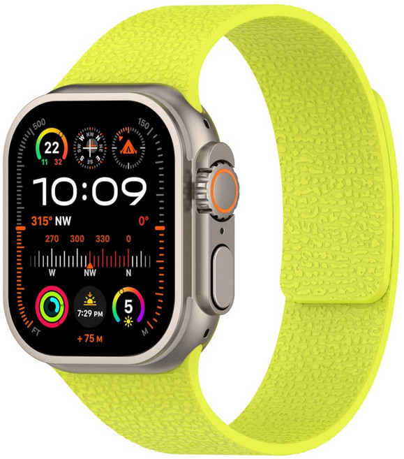 애플워치 20/22mm 호환 엠보스 실리콘 마그네틱 밴드-강력 자석 가볍고 방수 테크 감성, 9# 플루오 그린, 1개