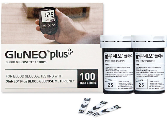 헬스웰 오상헬스케어 글루네오 플러스 혈당시험지 100매 검사지, 1개, 100개입