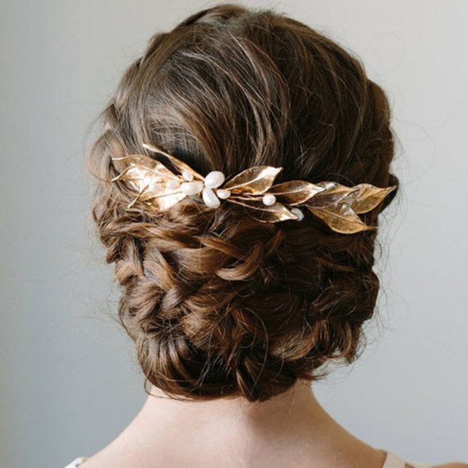 셀프 웨딩 진주 골드 헤어핀 한복 머리장식 헤어 코사지 H134