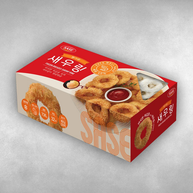 사세 빵가루새우링 냉동 새우튀김 링튀김 에어프라이어, 736g, 12개