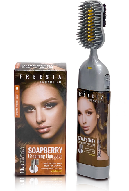 프리지아안단티노 솝베리 크리밍 헤어컬러 셀프 새치염색약 본품 풀구성 브러쉬 포함, 자연갈색(5호)풀구성, 1개