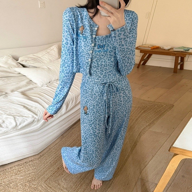 hybe 편안한 큐티섹시 3피스세트 키티 잠옷 홈웨어 브라패드 내장