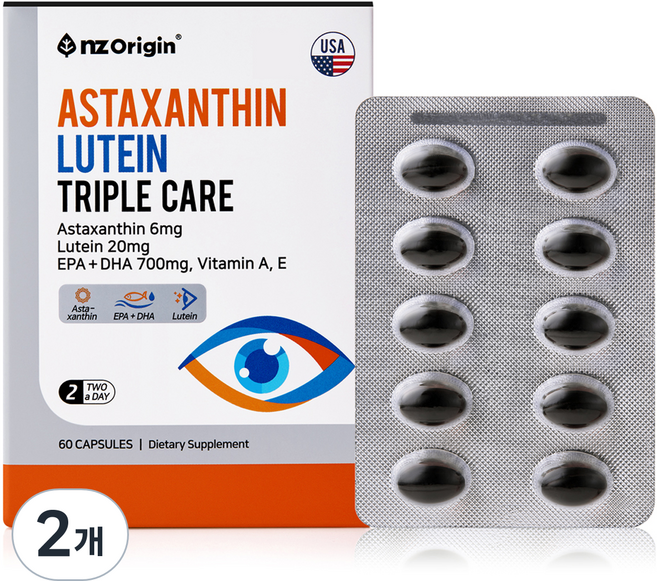 엔젯오리진 아스타잔틴 루테인 트리플케어 36g, 60정, 2개