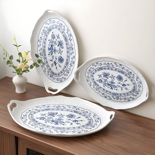 라리사 쯔비벨무스터 핸들 트레이 3종 세트, 혼합색상, 1세트