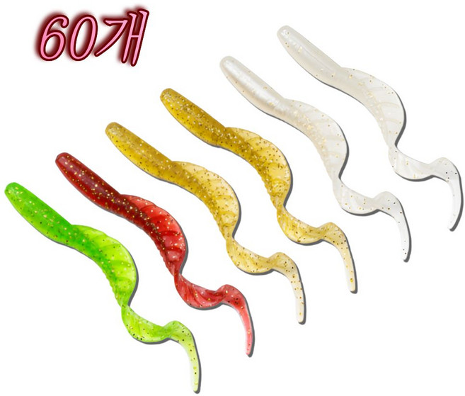 샤샤픽 생체 모방 S자형 액션 루어 웜, 60개