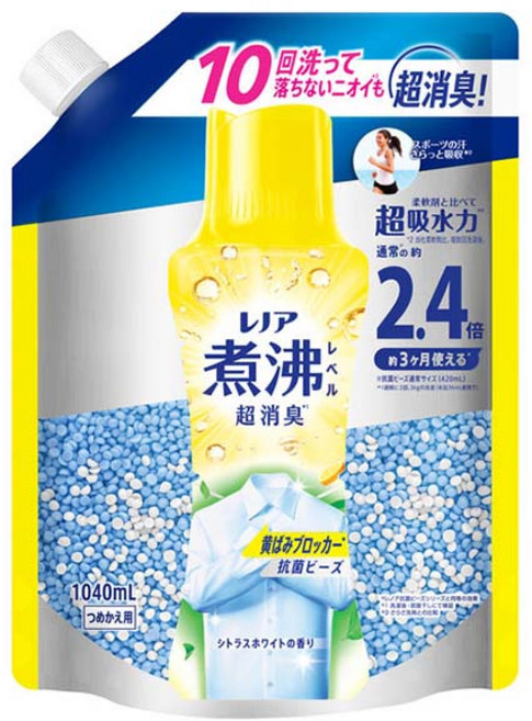 Lenor 蘭諾 Boil Level 超強力除臭顆粒 黃變防護洗衣球 柑橘白香氛 補充包, 1個, 1.04L